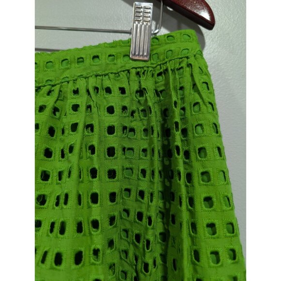 Kate Spade New York X Target Green Eyelet Volume Midi Skirt Side Pockets Size M - Picture 8 of 14